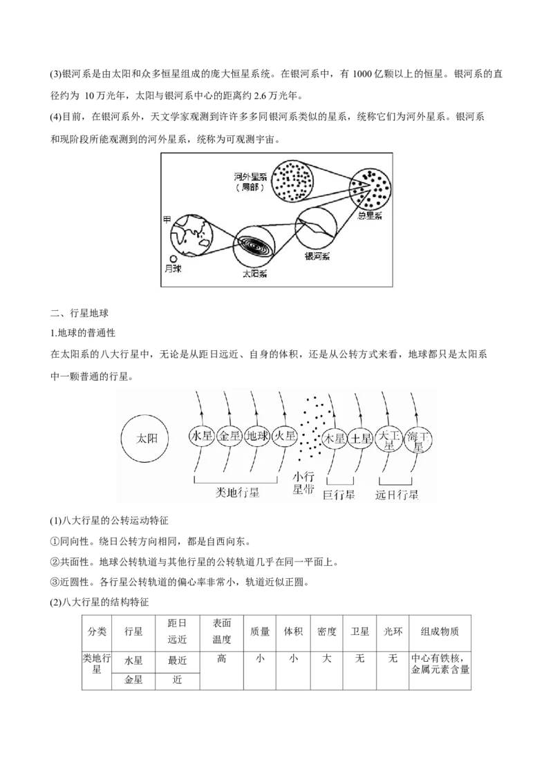 专题二宇宙中的地球（讲义）（解析版）_9.2025地理总复习_2024年新高考资料_3.2024专项复习_备战2024年高考地理总复习专题考点+微专题集成讲练辑