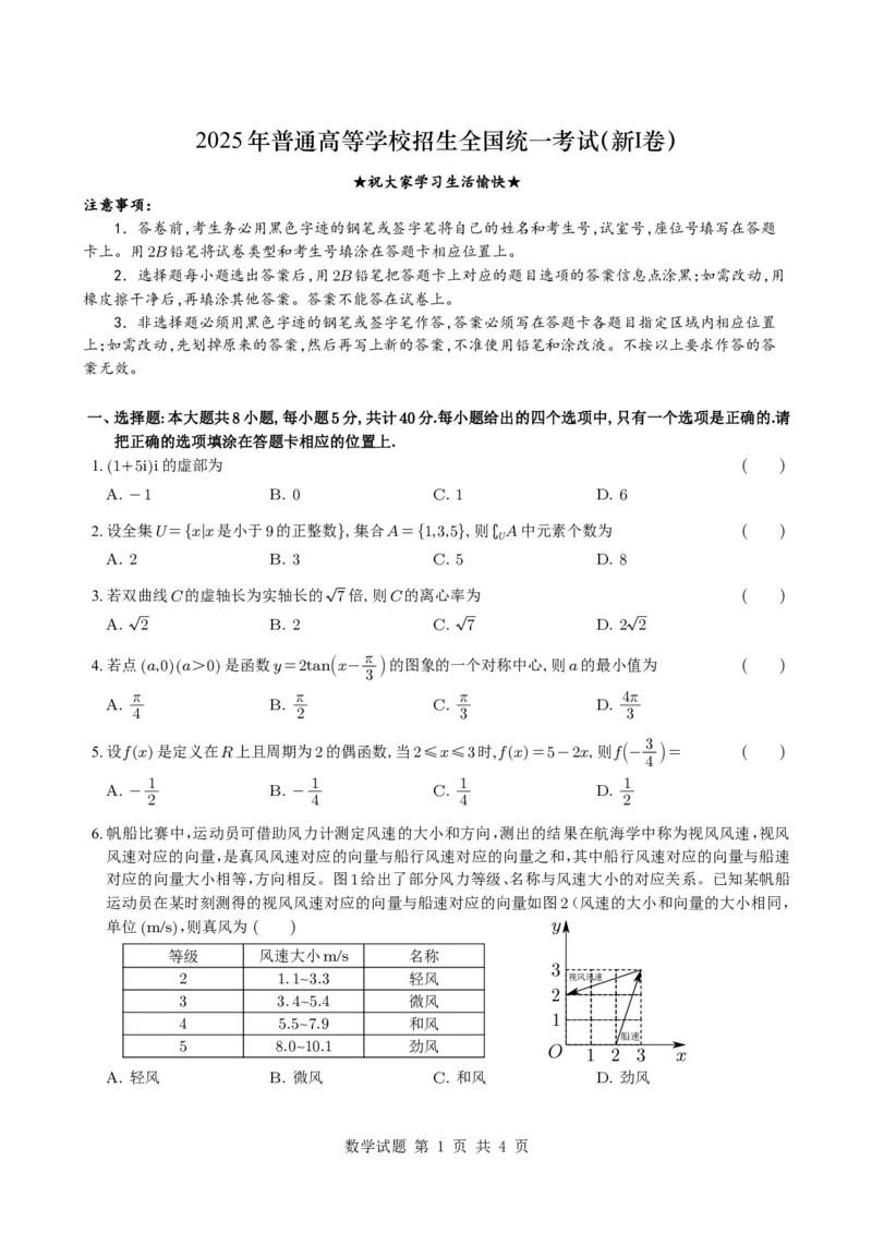 2025年高考一卷（试题）(1)_高考真题2025年全国各地《高考真题汇总》9科全_2025《高考真题汇总》数学