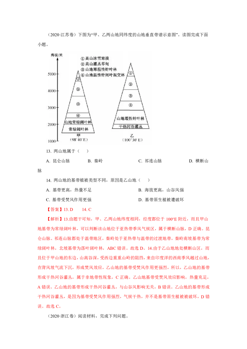 专题14中国地理解析版_9.2025地理总复习_2023年新高考复习资料_专项复习_十年高考真题地理分项解析_十年高考真题地理分项解析（第13-17专题）