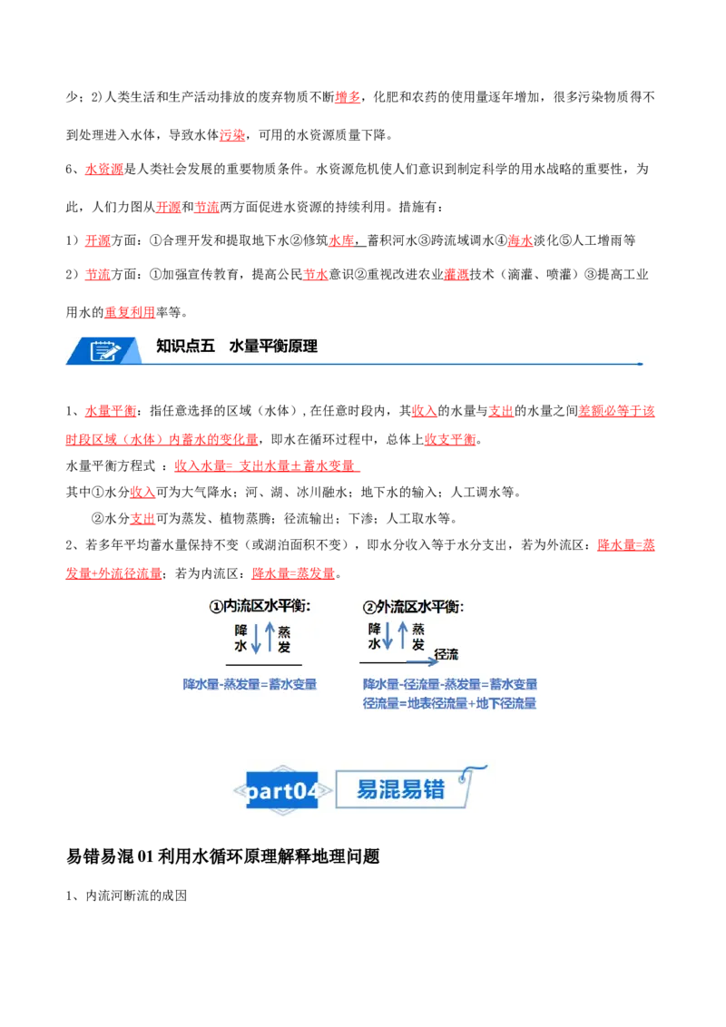 专题07自然界的水循环和水资源的合理利用-口袋书2024年高考地理一轮复习知识清单_9.2025地理总复习_2024年新高考资料_1.2024一轮复习_2024年高考地理一轮复习知识清单