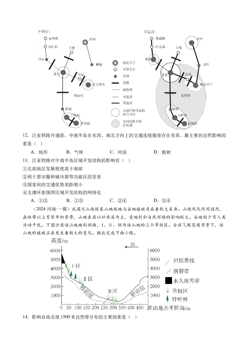 专题1核心素养（练习）（原卷版）_9.2025地理总复习_2024年新高考资料_2.2024二轮复习_2024年高考地理二轮复习讲练测（新教材新高考）_能力