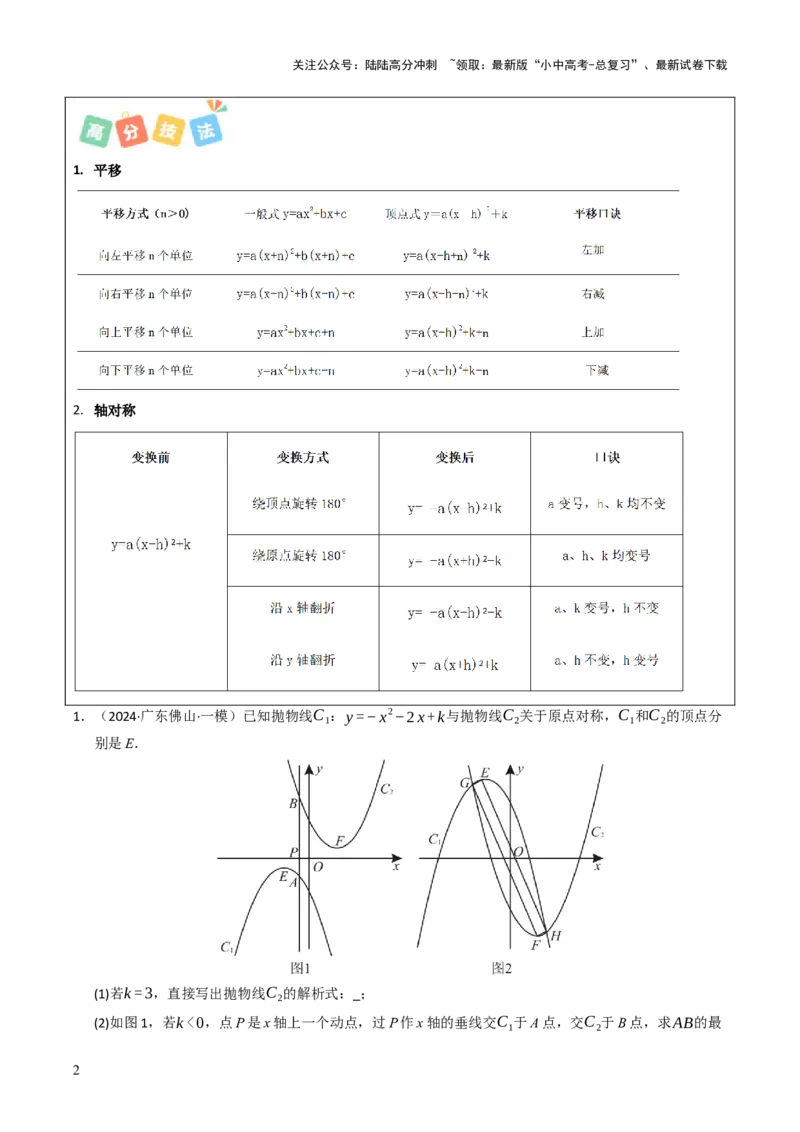 重难点01二次函数模型及其综合题综合训练（9大题型+高分技法+限时提升练）（原卷版）_02中考总复习（2026版更新中）_02-数学-中考总复习_2025中考复习资料_重难点专练