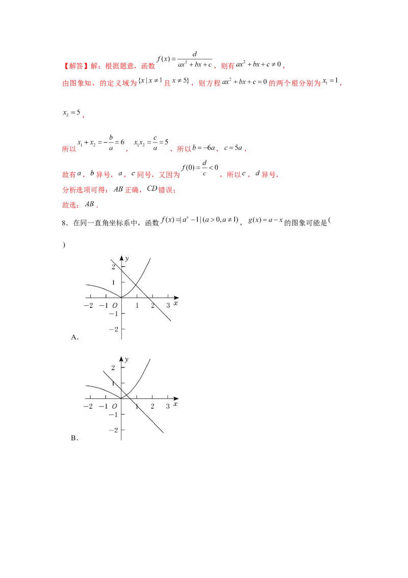 专题07函数的图象（解析版）_2.2025数学总复习_2024年新高考资料_3.2024专项复习_更新中2024年新高考数学一轮复习之题型归纳与重难专题突破提升（新高考专用）_第二章基本初等函数
