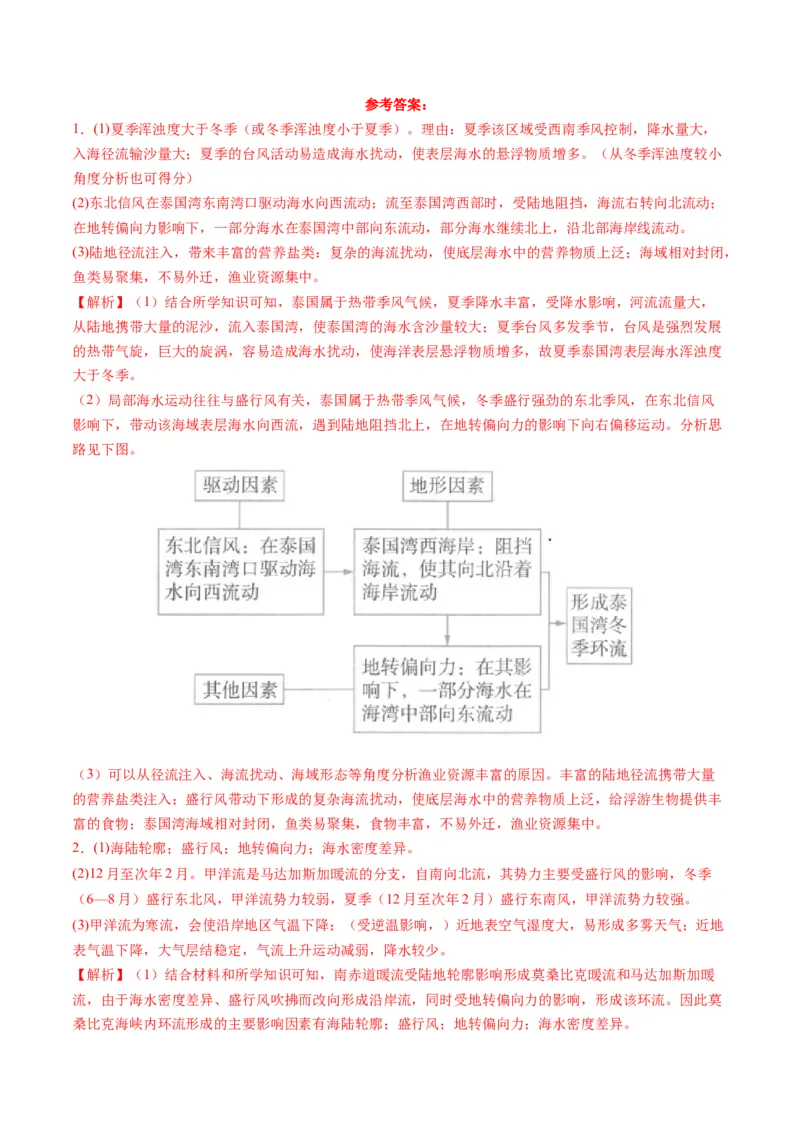 专题18海水运动与海水性质的相关变化（解析版）_9.2025地理总复习_2024年新高考资料_2.2024二轮复习_2024年高考地理二轮热点题型归纳与变式演练（新高考通用）