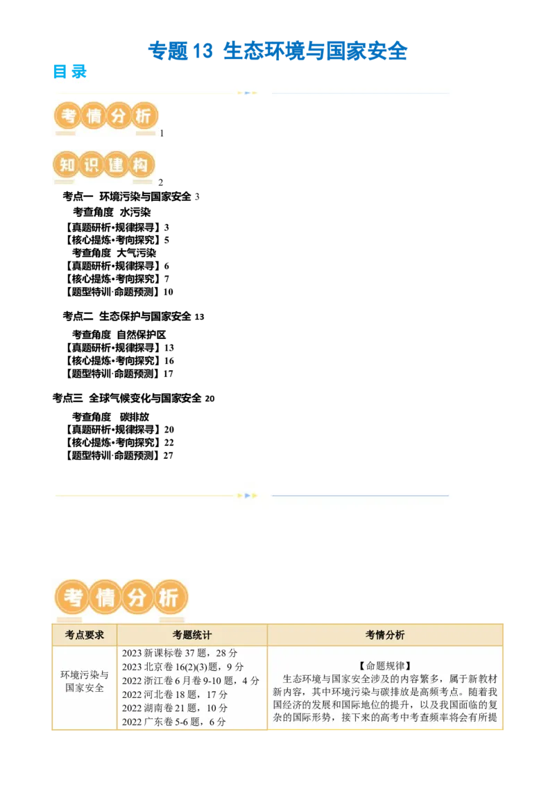 专题13生态环境与国家安全（讲义）（解析版）_9.2025地理总复习_2024年新高考资料_2.2024二轮复习_2024年高考地理二轮复习讲练测（新教材新高考）