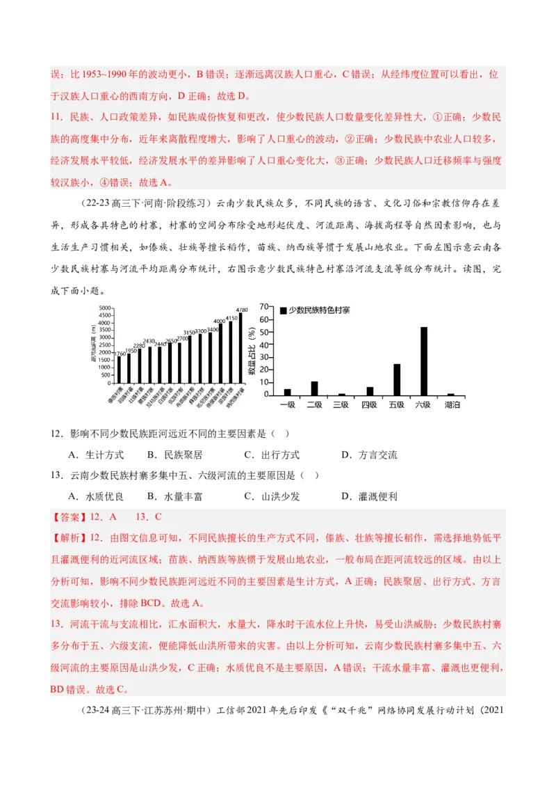 专题19人口和民族（专项训练）-必刷题2025年高考地理一轮复习区域地理专项训练（解析版）_9.2025地理总复习_2025年新高考资料_一轮复习