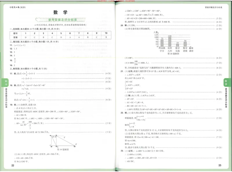 2025《万唯中考&bull;长沙定心卷》数学答案_初中资料合集_万唯2025版万唯中考《定心卷》全国地方版实时更新（已更11省）_2025万唯中考《定心卷》7科（长沙）