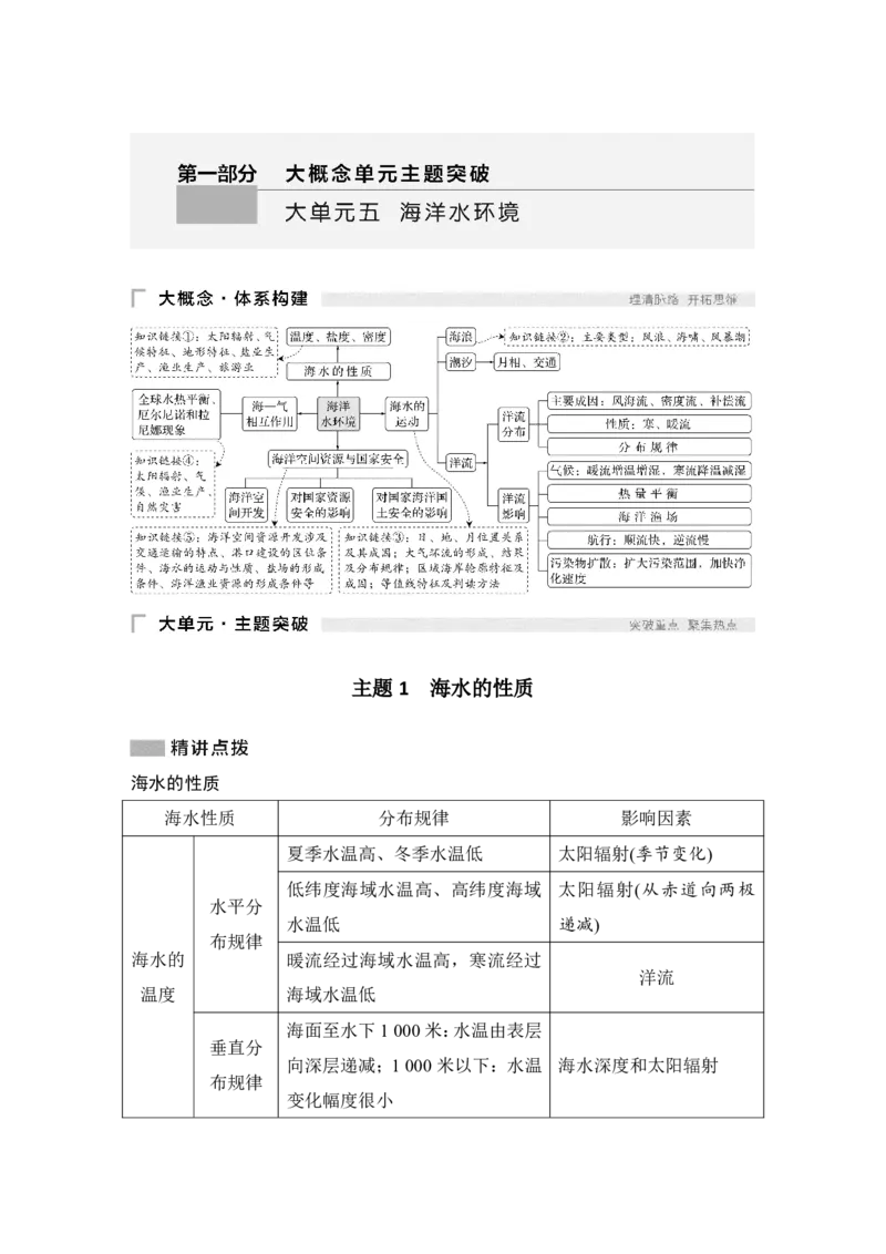 2025年高考地理考前大概念单元主题突破大单元五　海洋水环境_9.2025地理总复习_2025年新高考资料_二轮复习_2025年高考地理考前增分特训