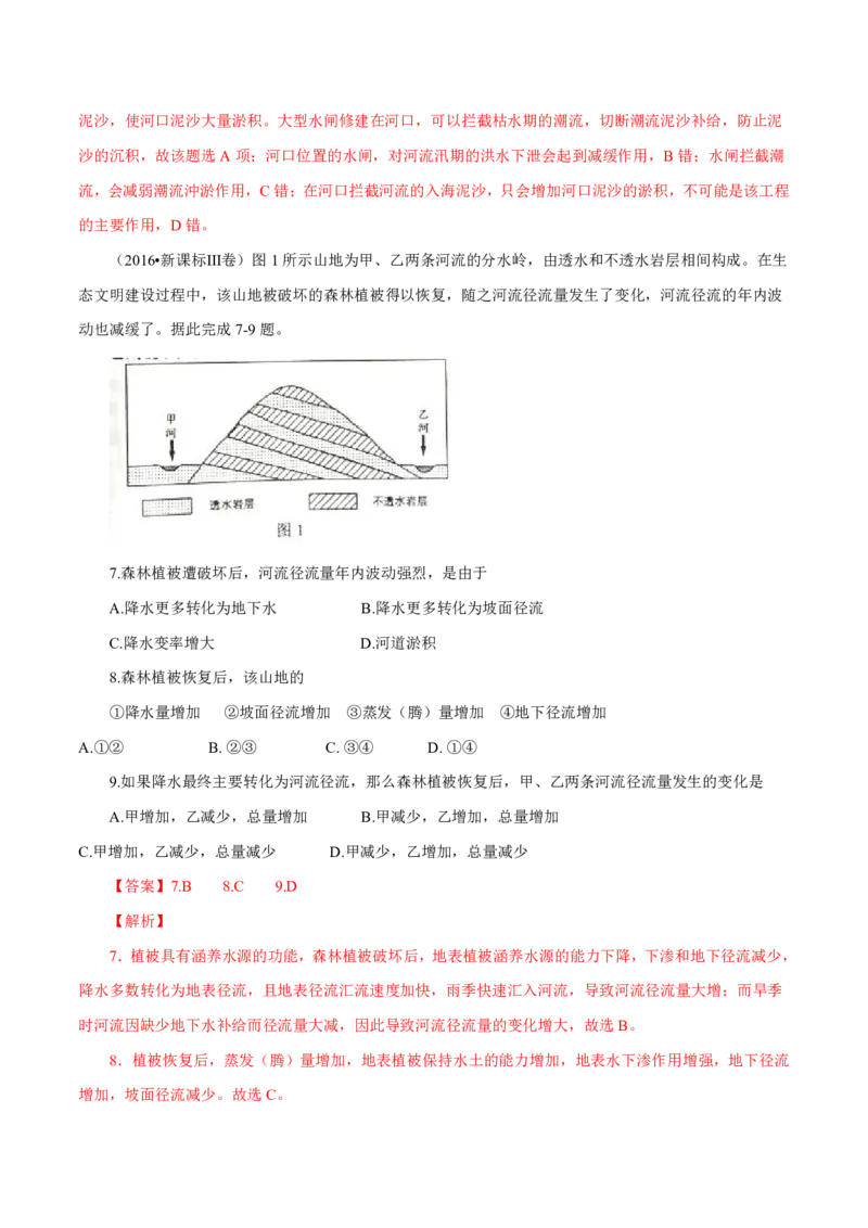 专题04地球上的水（解析版）_9.2025地理总复习_2023年新高考复习资料_专项复习_十年高考真题地理分项解析_十年高考真题地理分项解析（第1-6专题）