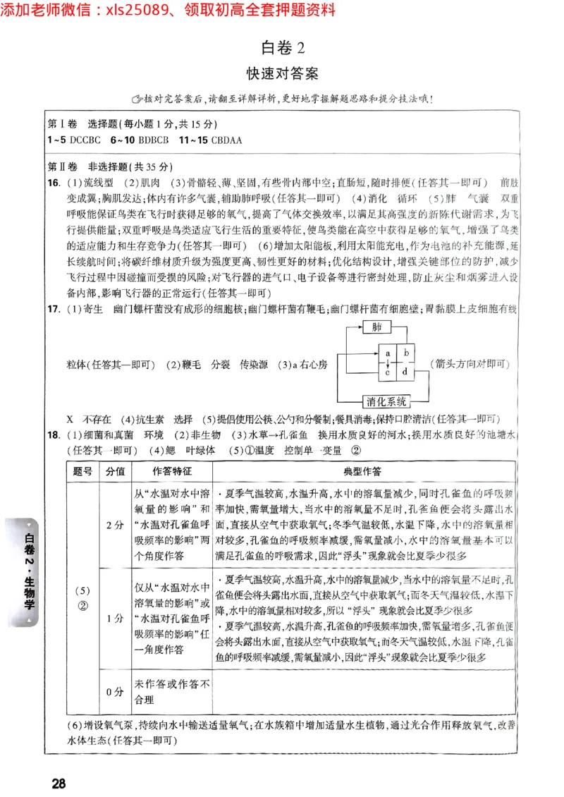 黑白卷地理生物答案_初中资料合集_万唯2025万唯中考《黑白卷-地生》多地版本（已更12省）_2025《万唯中考&bull;黑白卷》地生（山西）