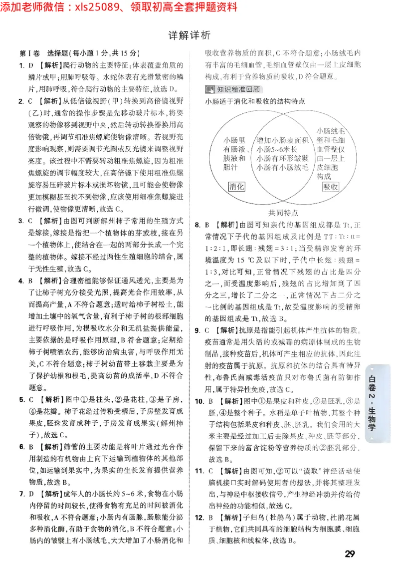 黑白卷地理生物答案_初中资料合集_万唯2025万唯中考《黑白卷-地生》多地版本（已更12省）_2025《万唯中考&bull;黑白卷》地生（山西）