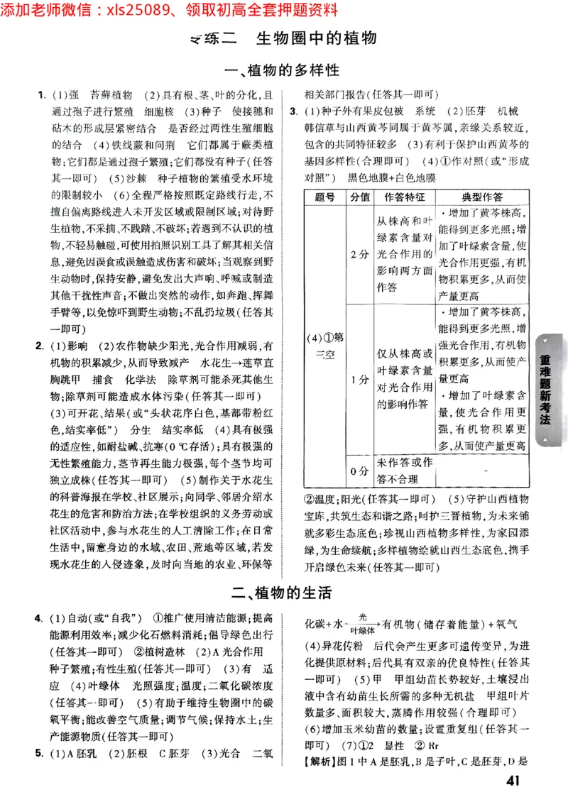 黑白卷地理生物答案_初中资料合集_万唯2025万唯中考《黑白卷-地生》多地版本（已更12省）_2025《万唯中考&bull;黑白卷》地生（山西）
