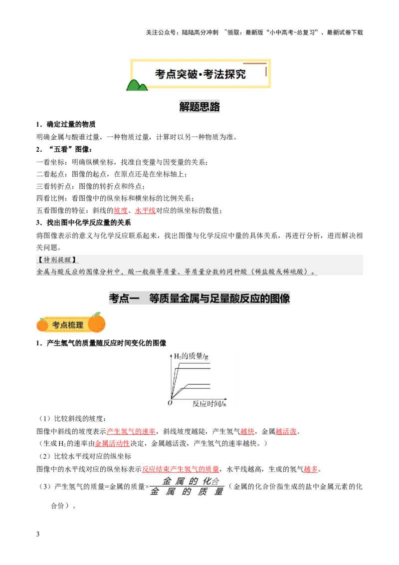 重难点突破02金属与酸反应的图像分析（讲义）（解析版）_02中考总复习（2026版更新中）_05-化学-中考总复习_2025年中考复习资料_2025中考化学一轮复习讲义+课件_讲义