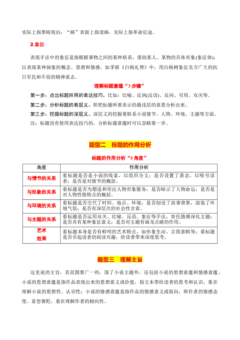 专题06：探究主旨、标题、作者意图（解析版）-上好课2025年高考语文一轮复习知识清单_1.2025语文总复习_2025年新高考资料_一轮复习_2025年高考语文一轮复习知识清单