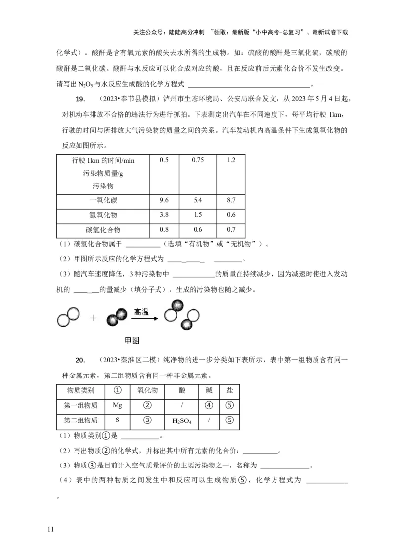 精练02物质的变化、性质与分类（原卷版）_02中考总复习（2026版更新中）_05-化学-中考总复习_2024年中考复习资料_二轮复习资料_2024年中考化学二轮题型突破限时精练