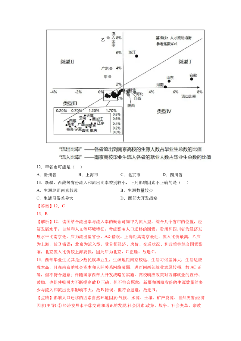 人口（解析版）-2023届高三地理一轮复习选择题暑期分专题训练_9.2025地理总复习_赠品通用版（老高考）复习资料_一轮复习
