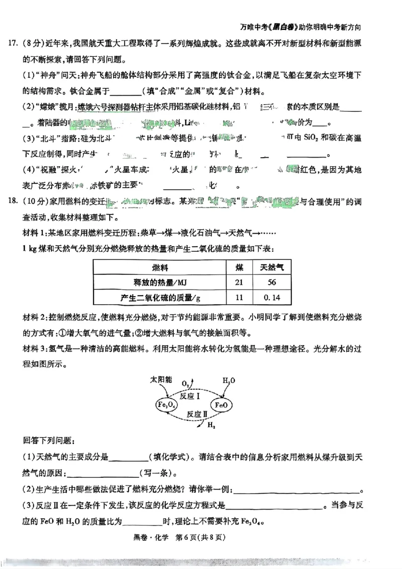 化学黑卷_初中资料合集_2025《万唯中考&bull;黑白卷》多地方版（更30省）_2025《万唯中考&bull;黑白卷》语文、数学、物理、化学、道法（山东）_化学