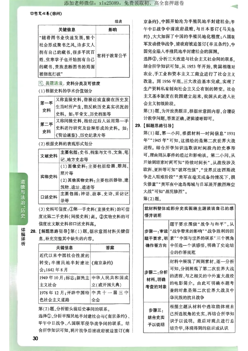 2025定心卷历史、道法答案_初中资料合集_万唯2025版万唯中考《定心卷》全国地方版实时更新（已更11省）_2025万唯中考《定心卷》7科（徐州）