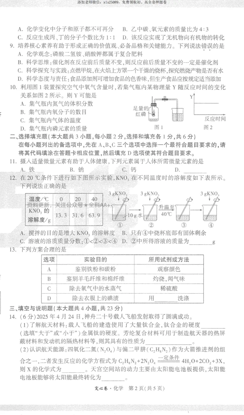 2025《万唯中考&bull;江西定心卷》化学_00_初中资料合集_万唯2025版万唯中考《定心卷》全国地方版实时更新（已更11省）_2025万唯中考《定心卷》7科（江西）