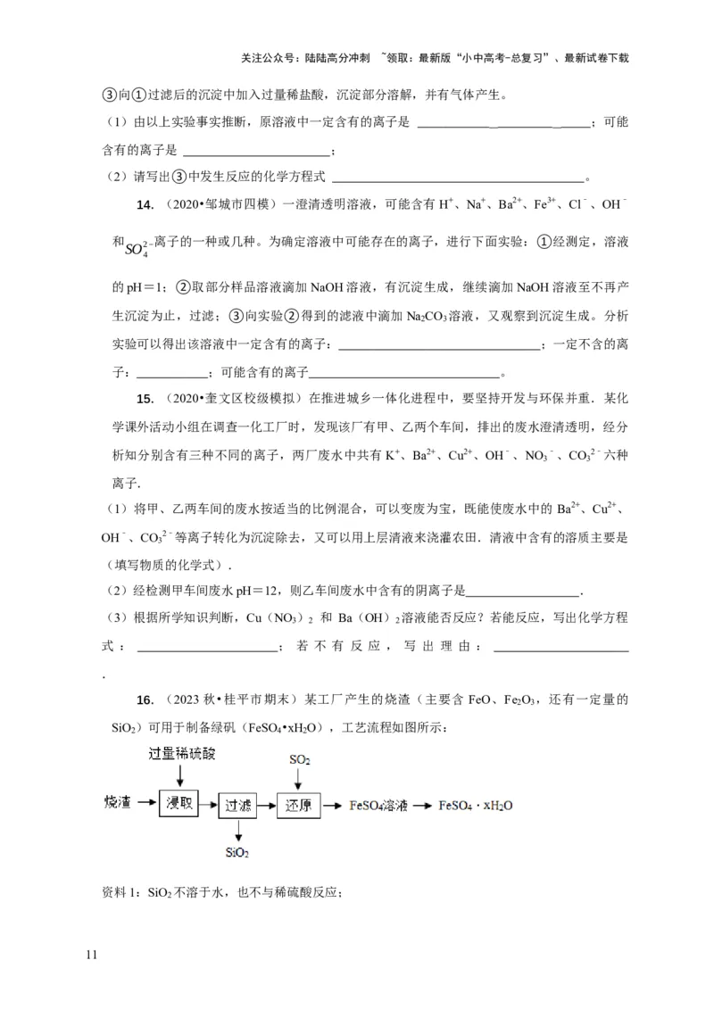精练06物质的检验、鉴别、除杂、共存（原卷版）_02中考总复习（2026版更新中）_05-化学-中考总复习_2024年中考复习资料_二轮复习资料_2024年中考化学二轮题型突破限时精练