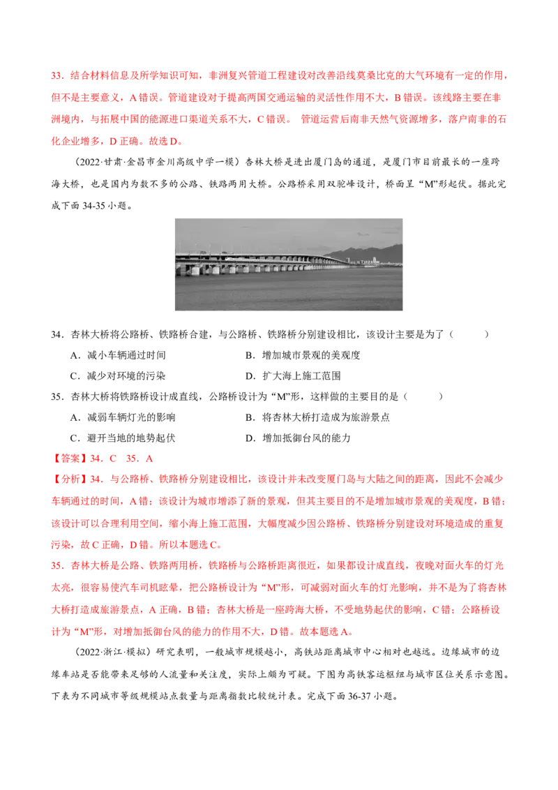 专题09交通运输布局（解析版）-抓重点&middot;破难点2023年高考地理二轮复习重难点突破高分训练营_9.2025地理总复习_2023年新高考复习资料_二轮复习