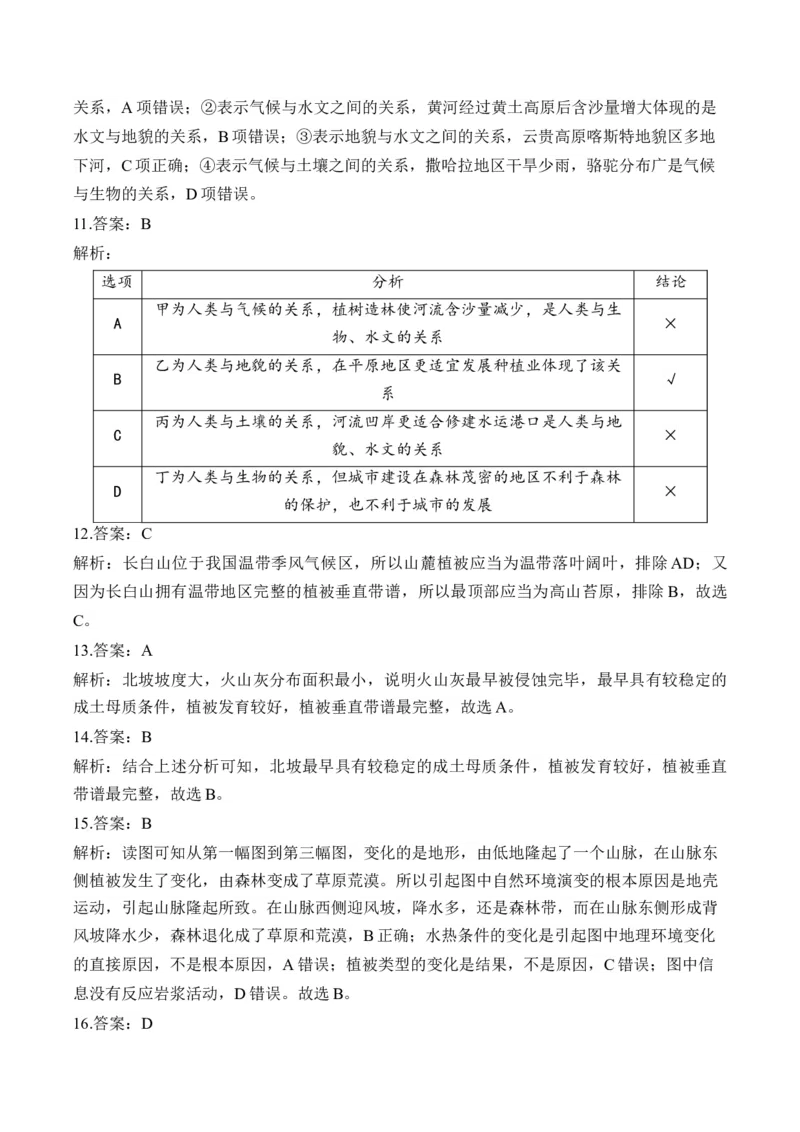 专题六自然环境的整体性与差异性&mdash;2025届高考地理考点剖析同步练习（含答案解析）_9.2025地理总复习_2025年新高考资料_一轮复习_2025届高考地理一轮复习考点剖析同步练习（含答案解析）
