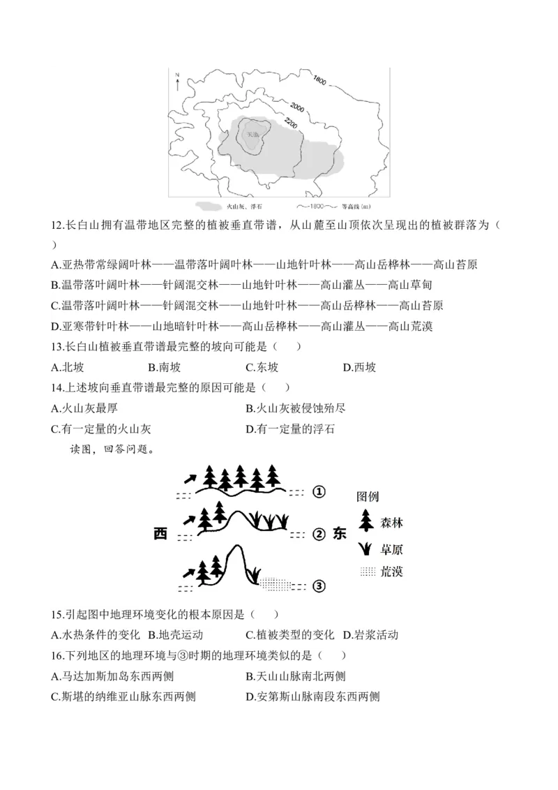 专题六自然环境的整体性与差异性&mdash;2025届高考地理考点剖析同步练习（含答案解析）_9.2025地理总复习_2025年新高考资料_一轮复习_2025届高考地理一轮复习考点剖析同步练习（含答案解析）