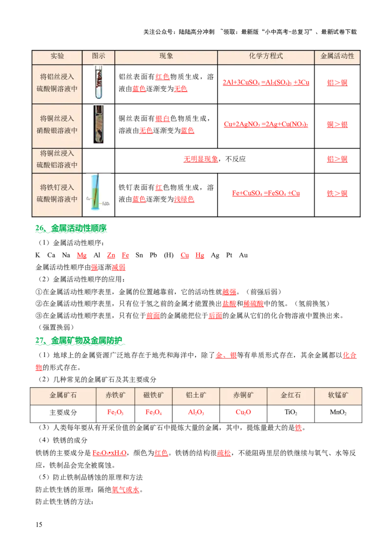 速记三中考必考核心知识（讲练）（解析版）_02中考总复习（2026版更新中）_05-化学-中考总复习_2025年中考复习资料_2025中考二轮课件ppt+讲义+练习化学_讲义+练习