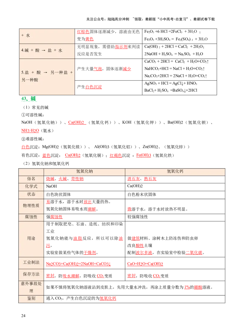 速记三中考必考核心知识（讲练）（解析版）_02中考总复习（2026版更新中）_05-化学-中考总复习_2025年中考复习资料_2025中考二轮课件ppt+讲义+练习化学_讲义+练习