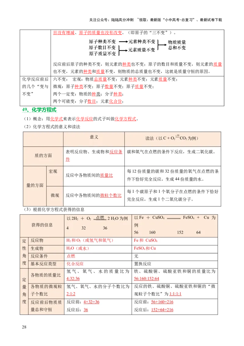 速记三中考必考核心知识（讲练）（解析版）_02中考总复习（2026版更新中）_05-化学-中考总复习_2025年中考复习资料_2025中考二轮课件ppt+讲义+练习化学_讲义+练习