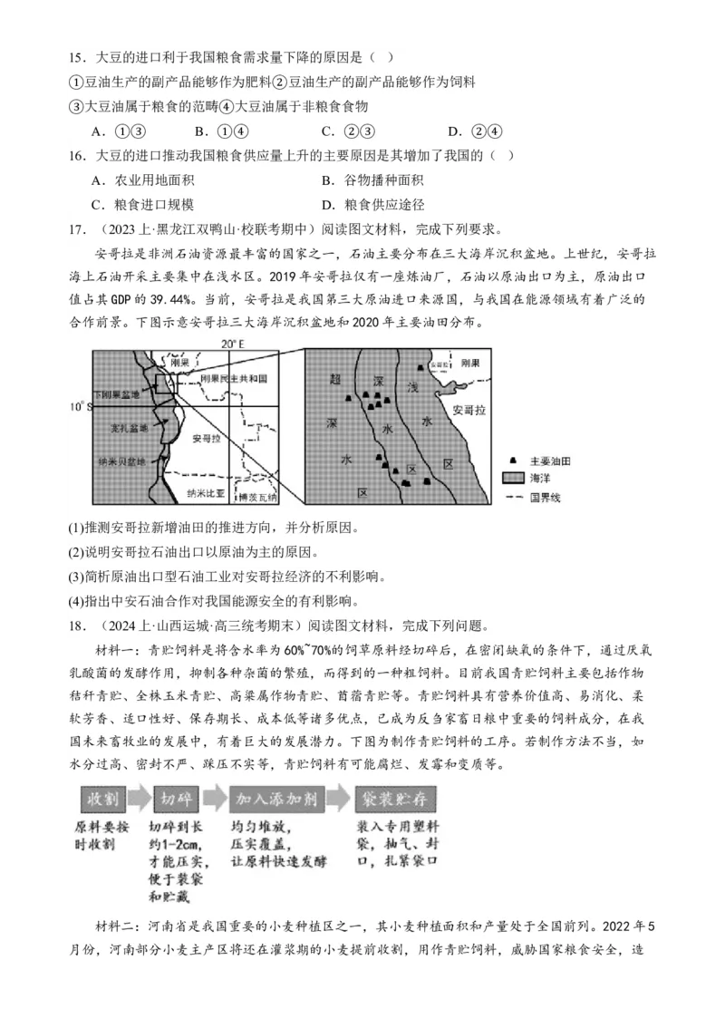 专题12自然资源与国家安全（练习）（原卷版）_9.2025地理总复习_2024年新高考资料_2.2024二轮复习_2024年高考地理二轮复习讲练测（新教材新高考）