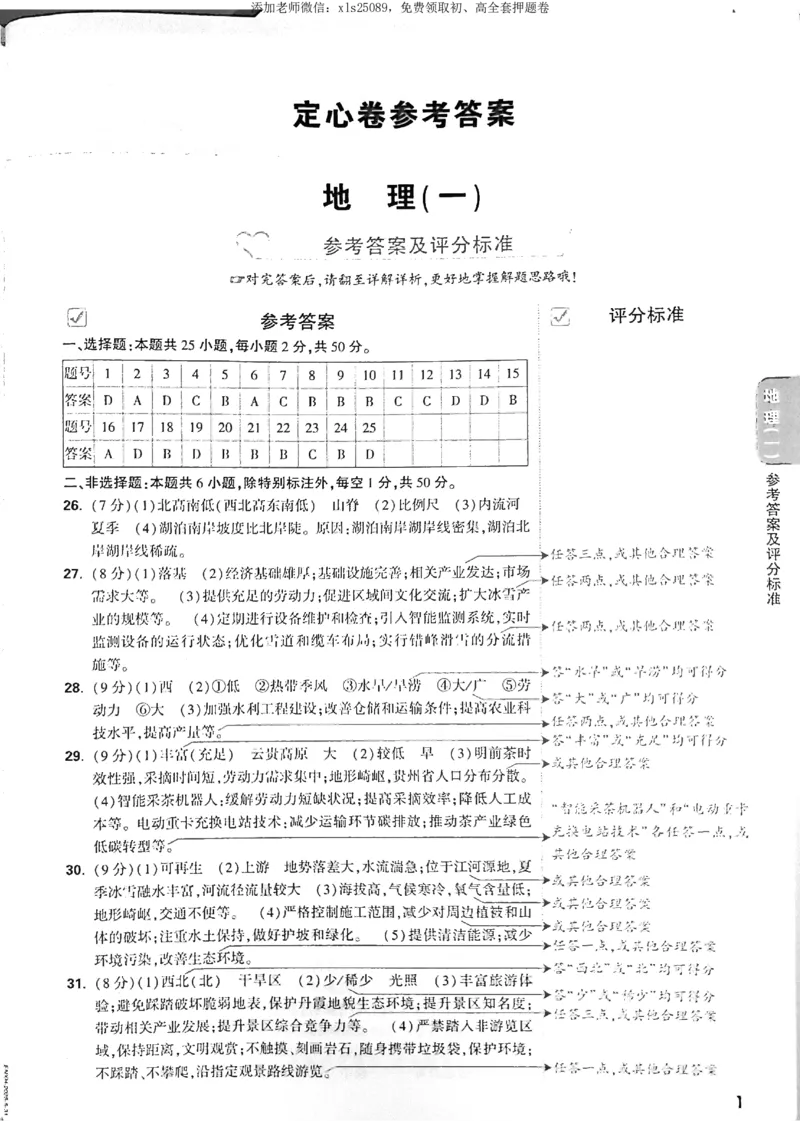 2025《万唯中考&bull;福建定心卷》地理答案_初中资料合集_万唯2025版万唯中考《定心卷》地生-实时更新（已更4省）_2025万唯中考《定心卷》地生（福建）