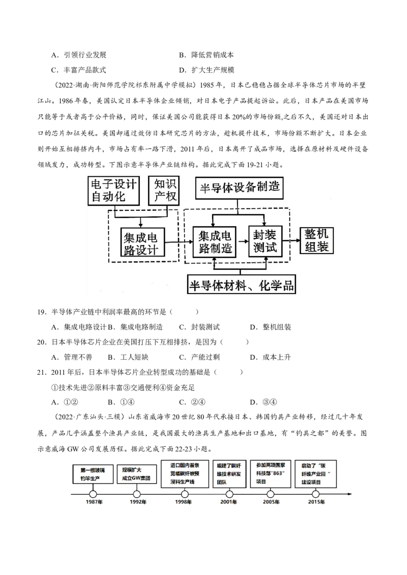 专题08产业区位（原卷版）-抓重点&middot;破难点2023年高考地理二轮复习重难点突破高分训练营_9.2025地理总复习_2023年新高考复习资料_二轮复习
