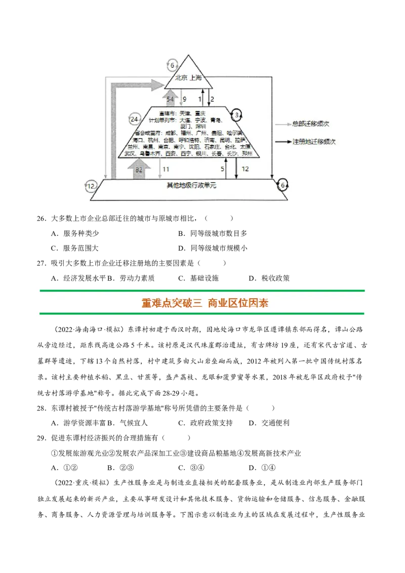 专题08产业区位（原卷版）-抓重点&middot;破难点2023年高考地理二轮复习重难点突破高分训练营_9.2025地理总复习_2023年新高考复习资料_二轮复习