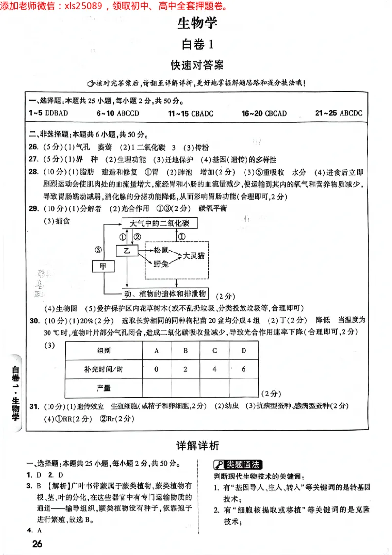 2025湖南生地黑白答案_初中资料合集_万唯2025万唯中考《黑白卷-地生》多地版本（已更12省）_2025《万唯中考&bull;黑白卷》地生（湖南）