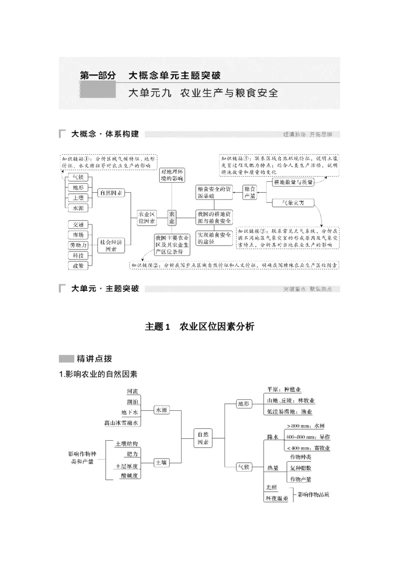 2025年高考地理考前大概念单元主题突破大单元九　农业生产与粮食安全_9.2025地理总复习_2025年新高考资料_二轮复习_2025年高考地理考前增分特训