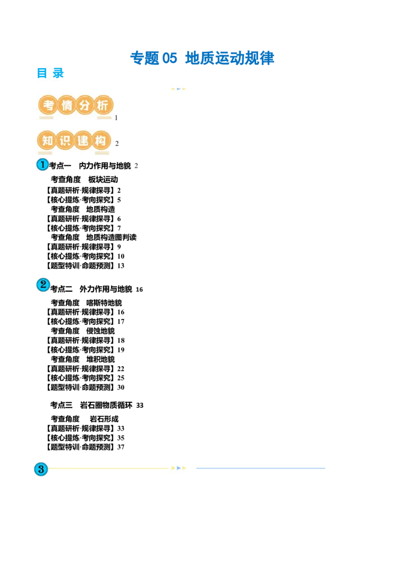 专题05地质运动规律（讲义）（解析版）_9.2025地理总复习_2024年新高考资料_2.2024二轮复习_2024年高考地理二轮复习讲练测（新教材新高考）