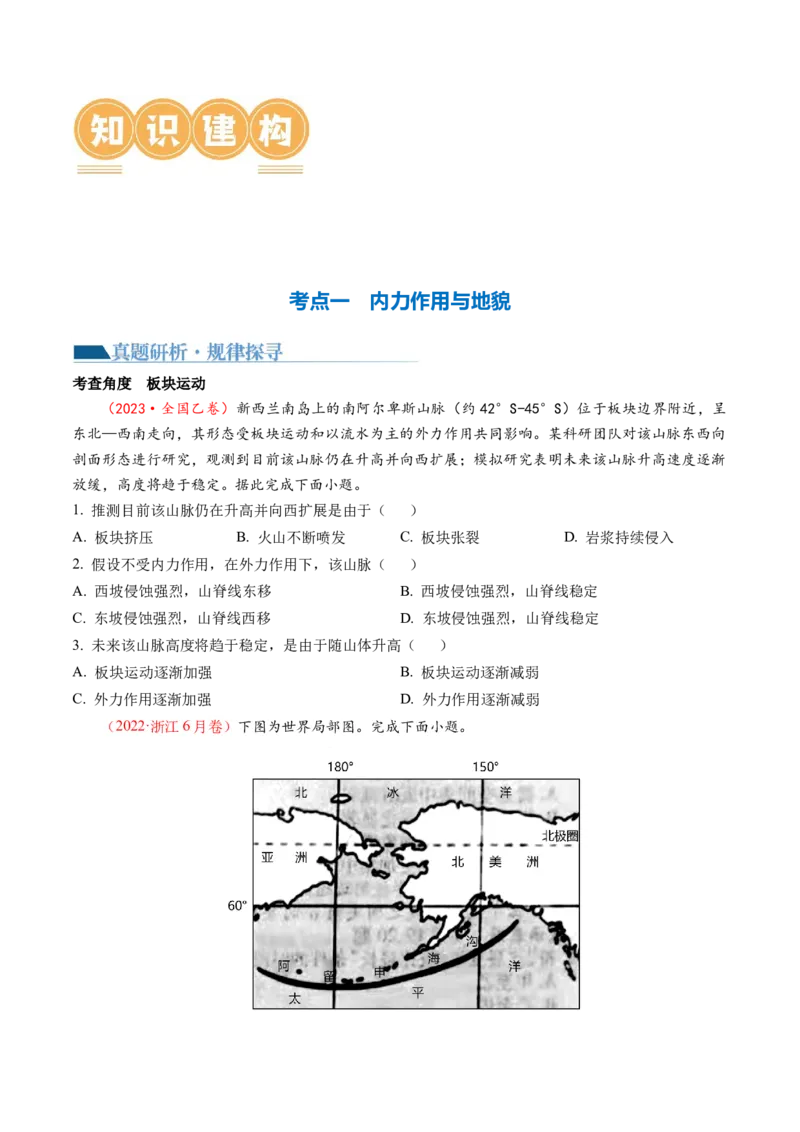 专题05地质运动规律（讲义）（解析版）_9.2025地理总复习_2024年新高考资料_2.2024二轮复习_2024年高考地理二轮复习讲练测（新教材新高考）