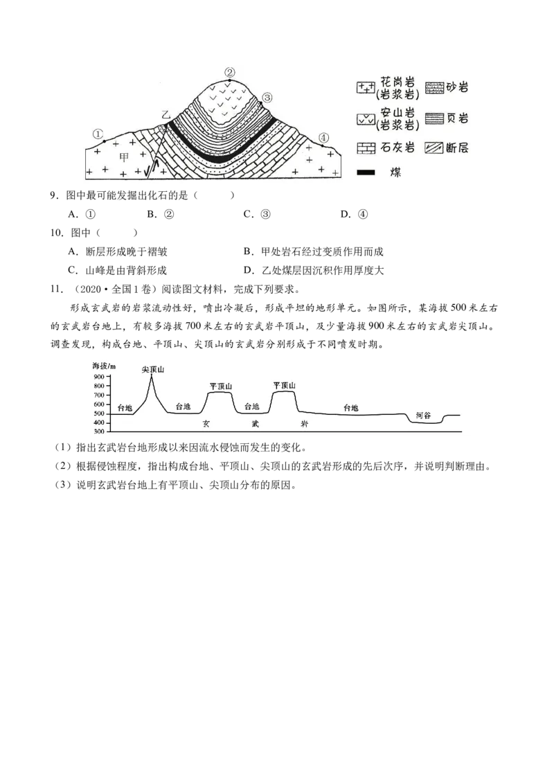 专题05地质运动规律（练习）（原卷版）_9.2025地理总复习_2024年新高考资料_2.2024二轮复习_2024年高考地理二轮复习讲练测（新教材新高考）