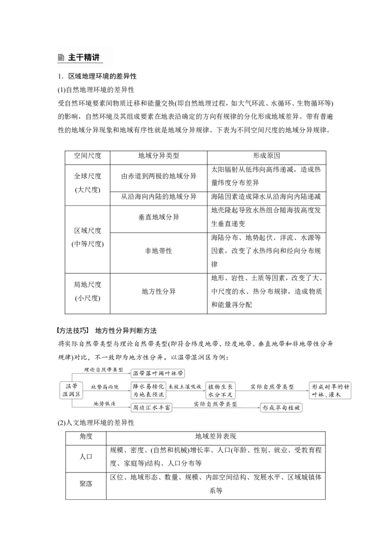 2025年高考地理二轮复习配套讲义通用版专题1　主题2　区域差异性_9.2025地理总复习_2025年新高考资料_二轮复习_2025年高考地理二轮复习配套讲义通用版（解析版）