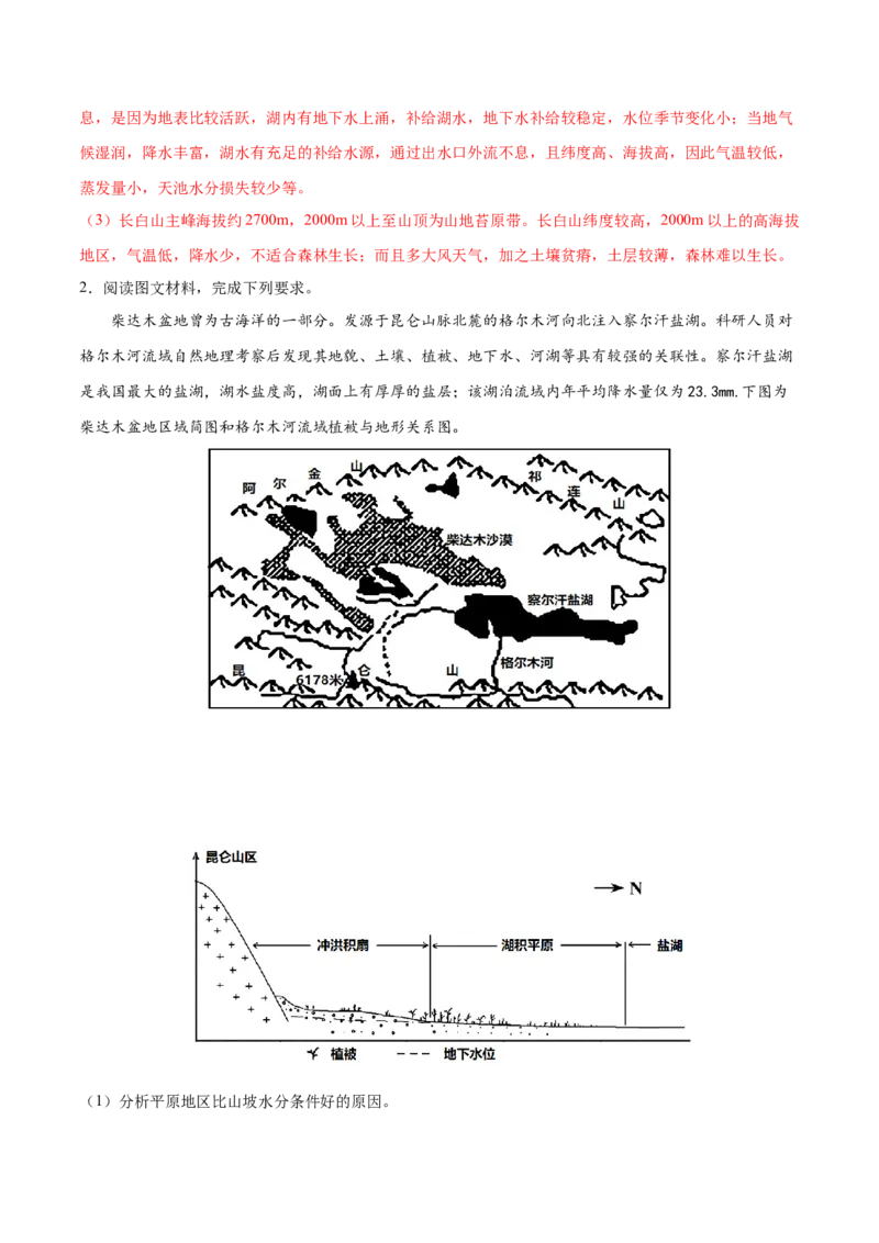 地理微考点：地形对植被的影响-备战2023年高考总复习地理微考点狙击与专项突破_9.2025地理总复习_2023年新高考复习资料_专项复习_备战2023年高考地理总复习微考点狙击与专项测练