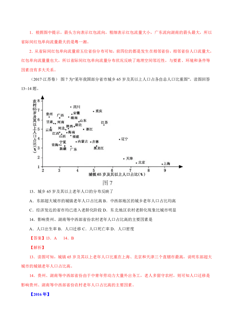 专题08人口（解析版）_9.2025地理总复习_2023年新高考复习资料_专项复习_十年高考真题地理分项解析_十年高考真题地理分项解析（第7-12专题）