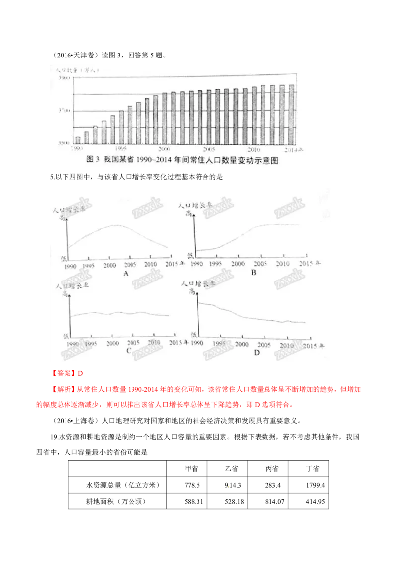 专题08人口（解析版）_9.2025地理总复习_2023年新高考复习资料_专项复习_十年高考真题地理分项解析_十年高考真题地理分项解析（第7-12专题）
