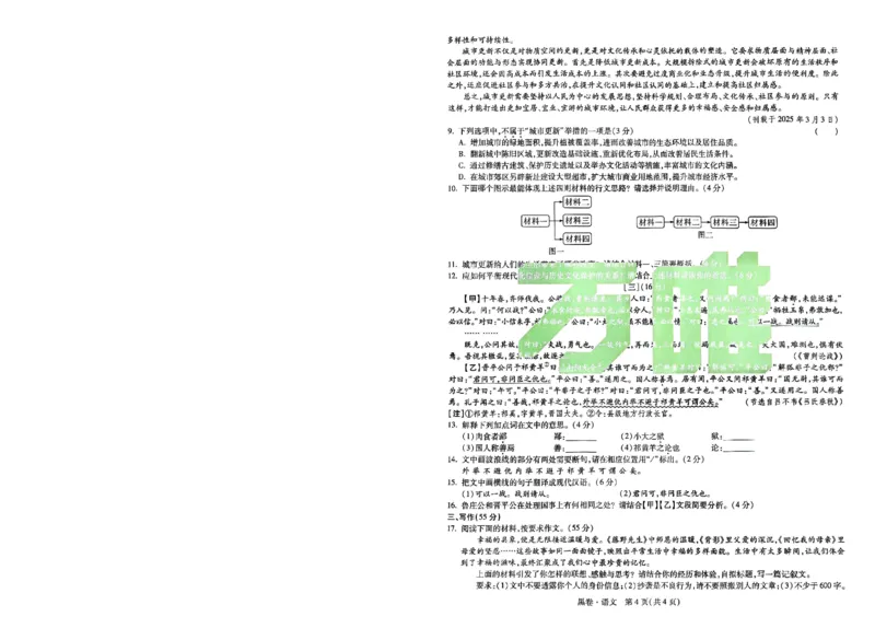 黑卷-语文-A4_初中资料合集_2025《万唯中考&bull;黑白卷》多地方版（更30省）_2025《万唯中考&bull;黑白卷》7科全套（安徽）_A4版