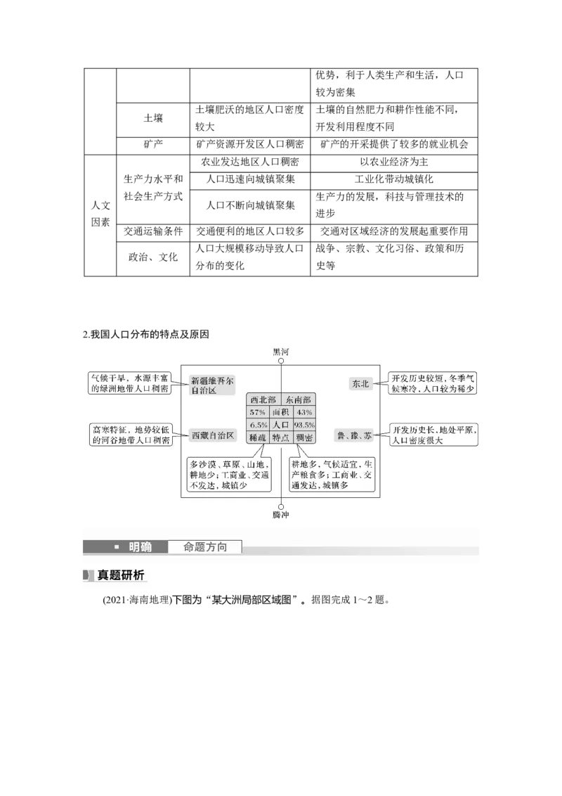 2024年高考地理一轮复习（新人教版）第2部分　第1章　课时43　人口分布与人口容量_9.2025地理总复习_2024年新高考资料_1.2024一轮复习_2024年高考地理一轮复习讲义（新人教版）