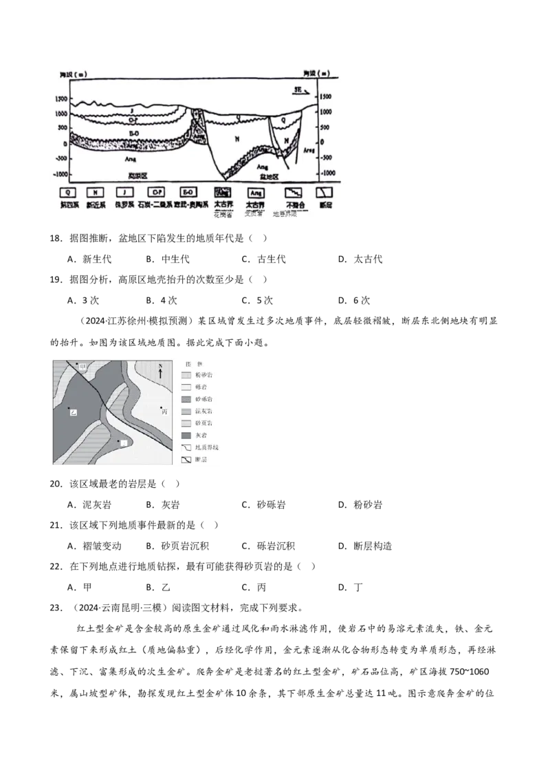 专题09岩石圈物质循环、内力作用与地表形态（思维导图+6大知识点+5个能力拓展）2025年高考地理一轮复习知识清单_9.2025地理总复习_2025年新高考资料_一轮复习
