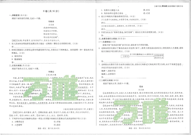2025《万唯中考&bull;成都黑白卷》语文黑卷_初中资料合集_2025《万唯中考&bull;黑白卷》多地方版（更30省）_2025《万唯中考&bull;成都黑白卷》5科