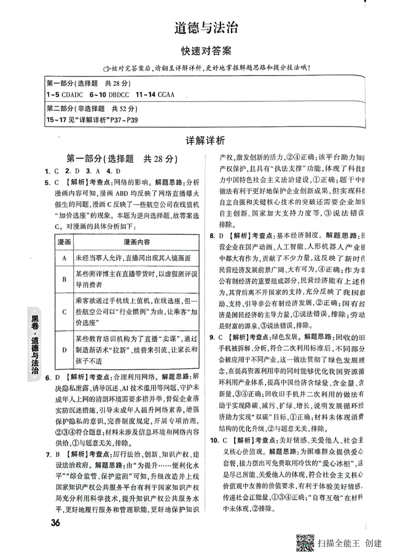 2025年《黑卷》7科答案_初中资料合集_2025《万唯中考&bull;黑白卷》多地方版（更30省）_2025《万唯中考&bull;黑白卷》7科全套（陕西）