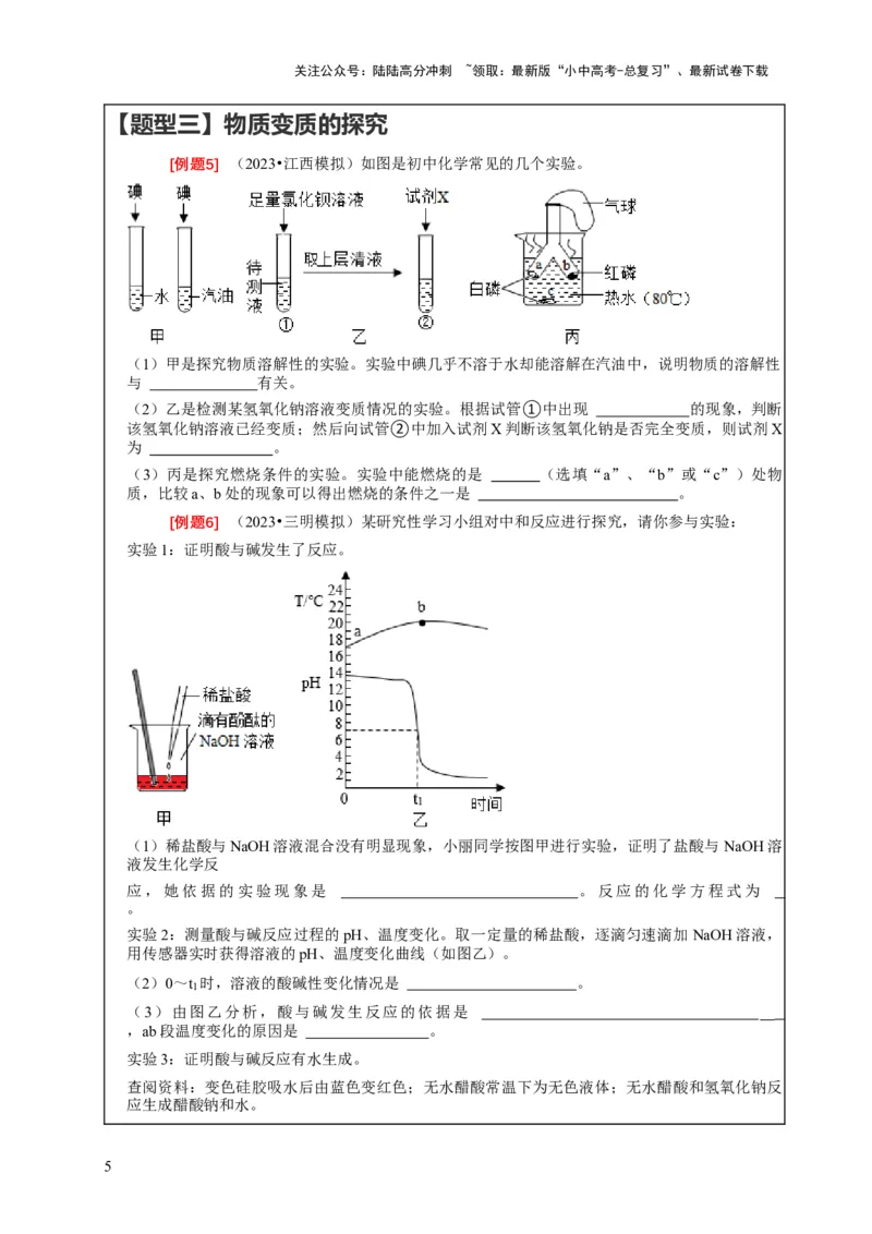 精练11化学实验探究（原卷版）_02中考总复习（2026版更新中）_05-化学-中考总复习_2024年中考复习资料_二轮复习资料_2024年中考化学二轮题型突破限时精练