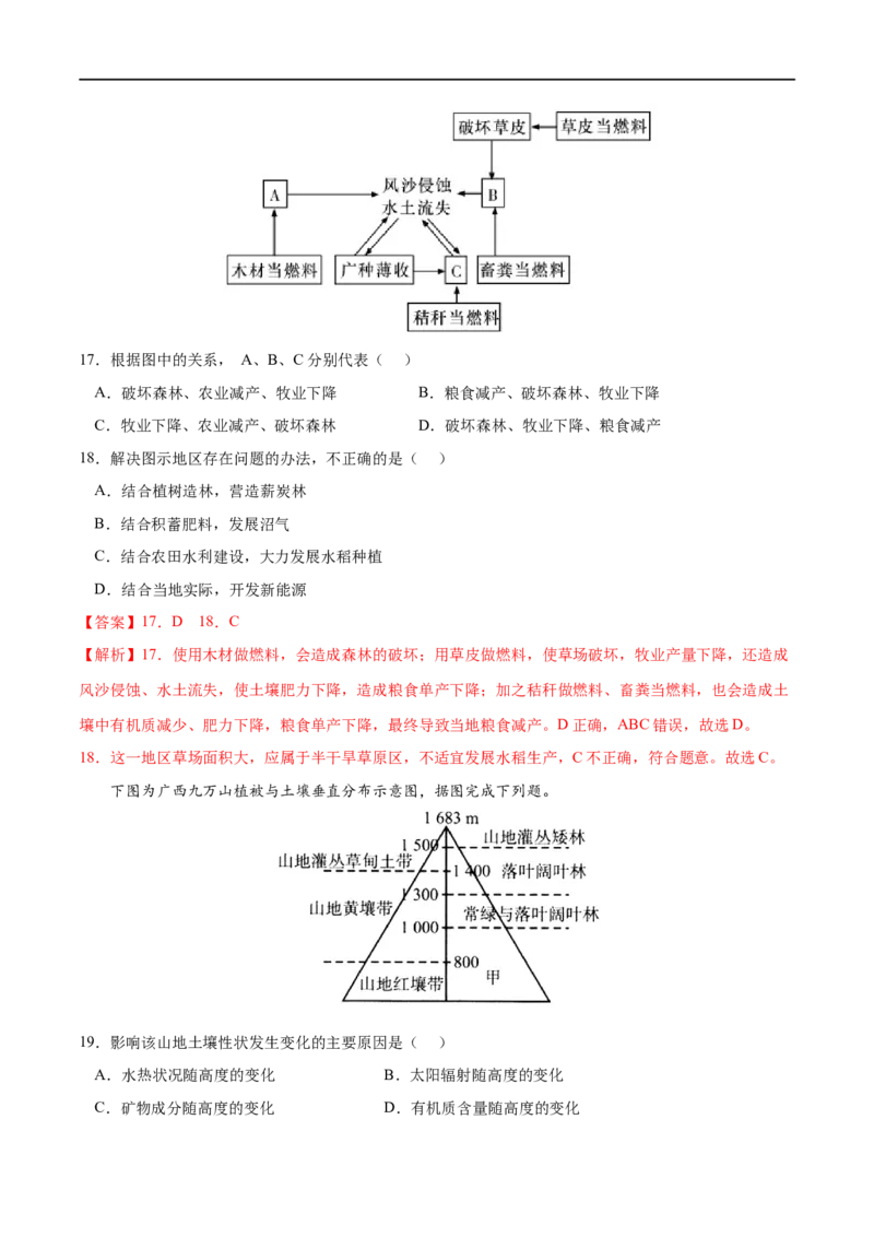 专题05植被与土壤-2023年高考地理一轮复习小题多维练（解析版）_9.2025地理总复习_2023年新高考复习资料_一轮复习_2023年高考地理一轮复习小题多维练（新高考专用）_植被与土壤
